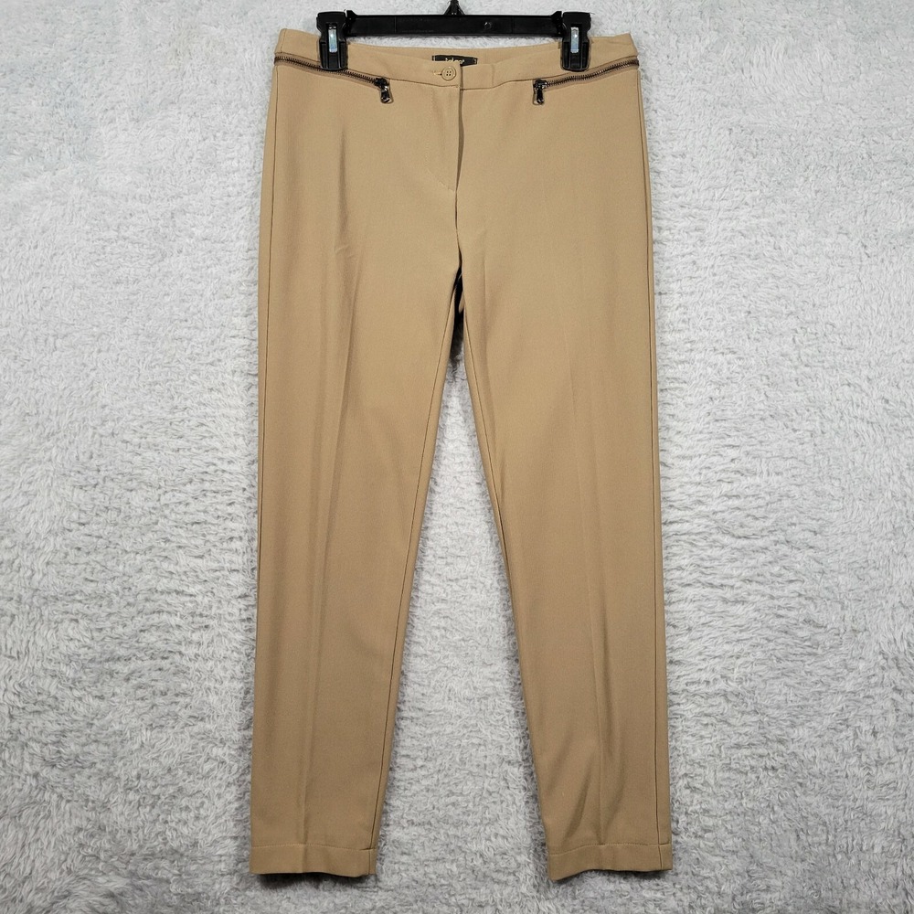 Talco Dress Pants Womens Large Tan Zipper Accents Made in Italy 30x27